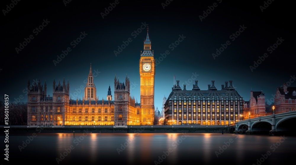 Fototapeta premium Illuminated Parliament Buildings at Night