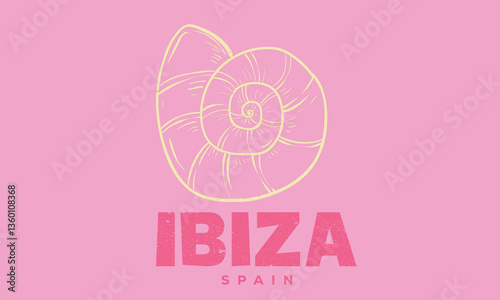 Ibiza artwork. Ibiza Seashell graphic print design. Beach modern abstract art. Summer vibes artwork.