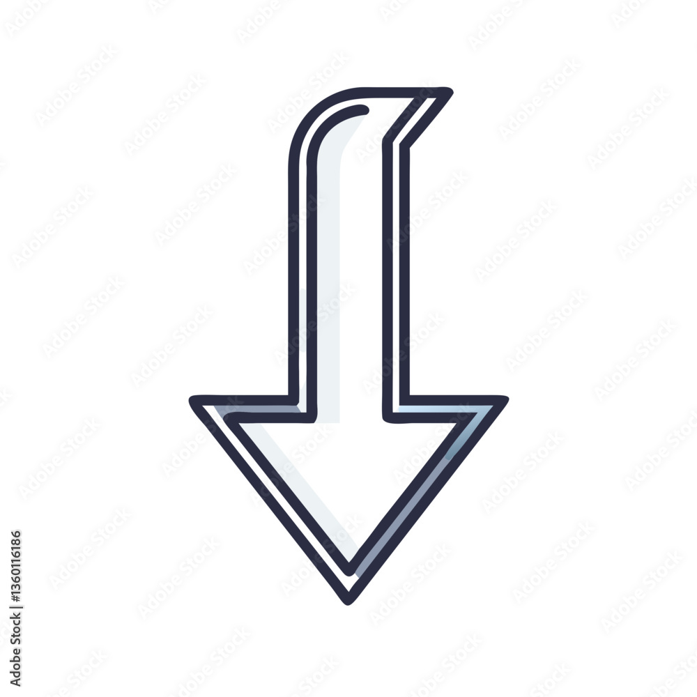 Down arrow vector icon in flat style with neutral tones Down arrow vector icon in flat style with neutral tones