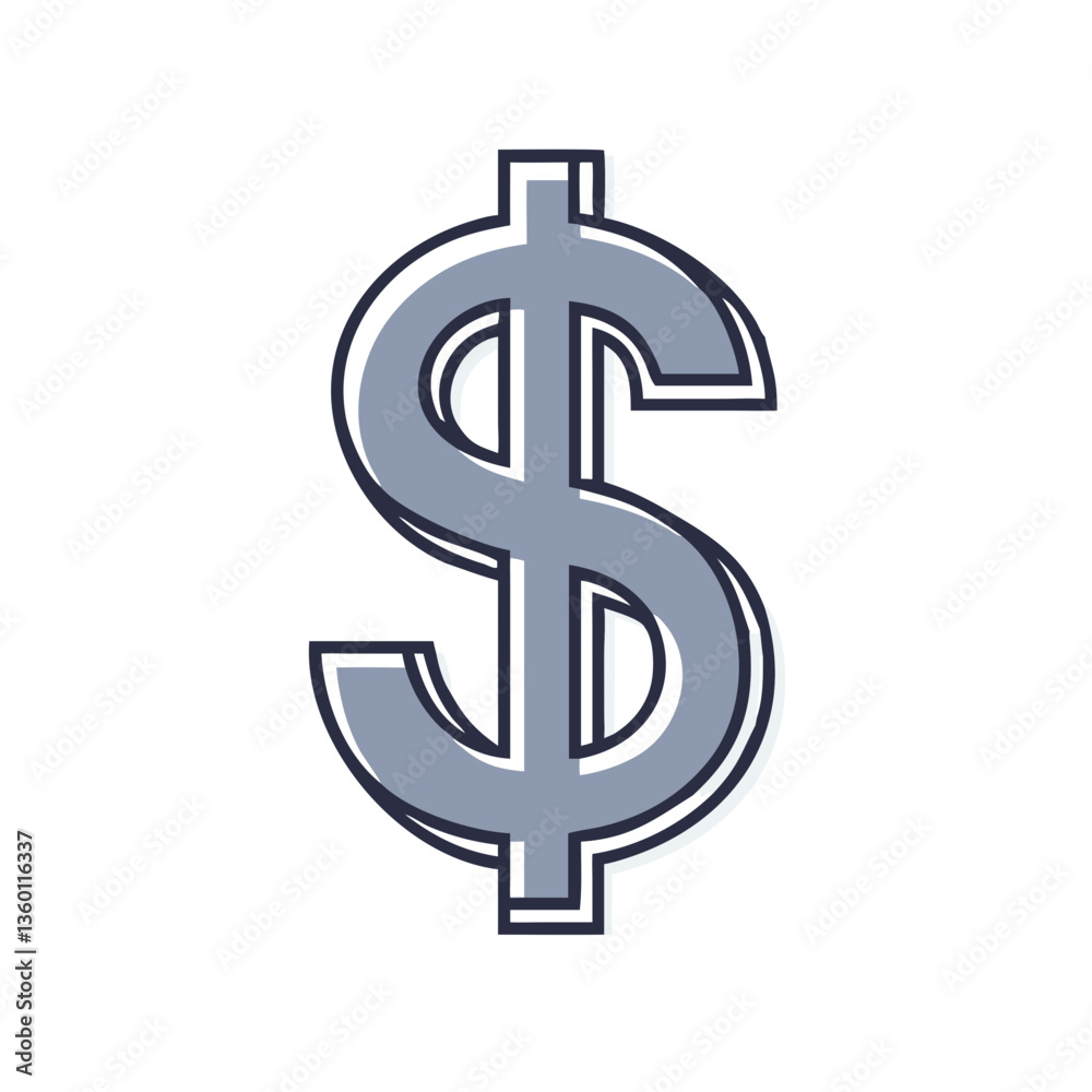 Dollar symbol vector icon in flat style with neutral tones Dollar symbol vector icon in flat style with neutral tones