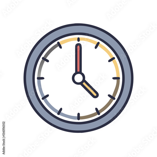 Wall clock vector icon in flat style with muted colors