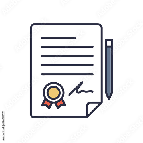 Certified document vector icon in flat style with muted colors