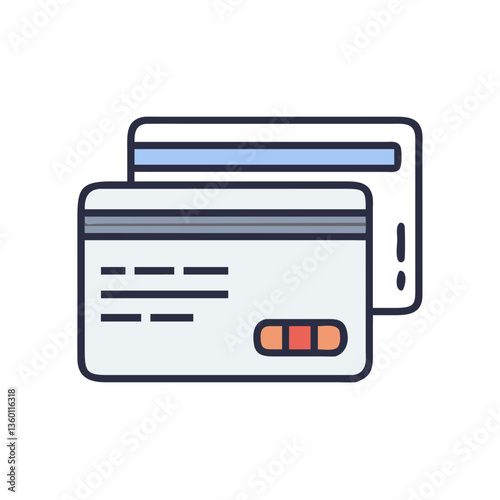 Credit cards vector icon in flat style with neutral tones