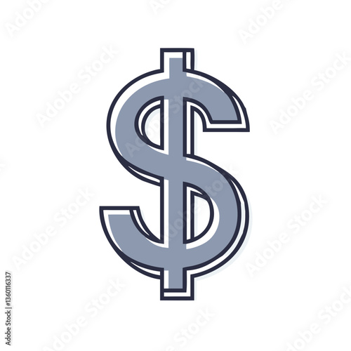 Dollar symbol vector icon in flat style with neutral tones