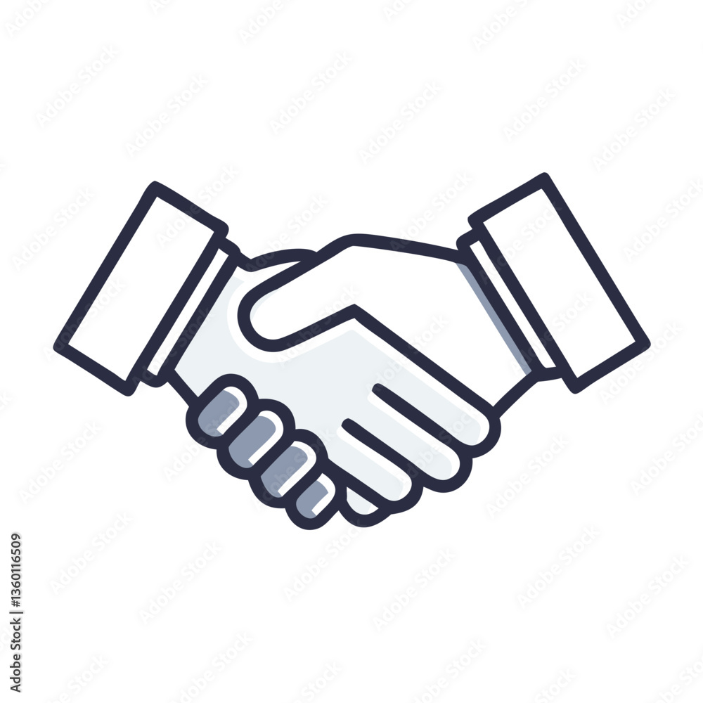 Handshake vector icon in flat style with muted colors Handshake vector icon in flat style with muted colors