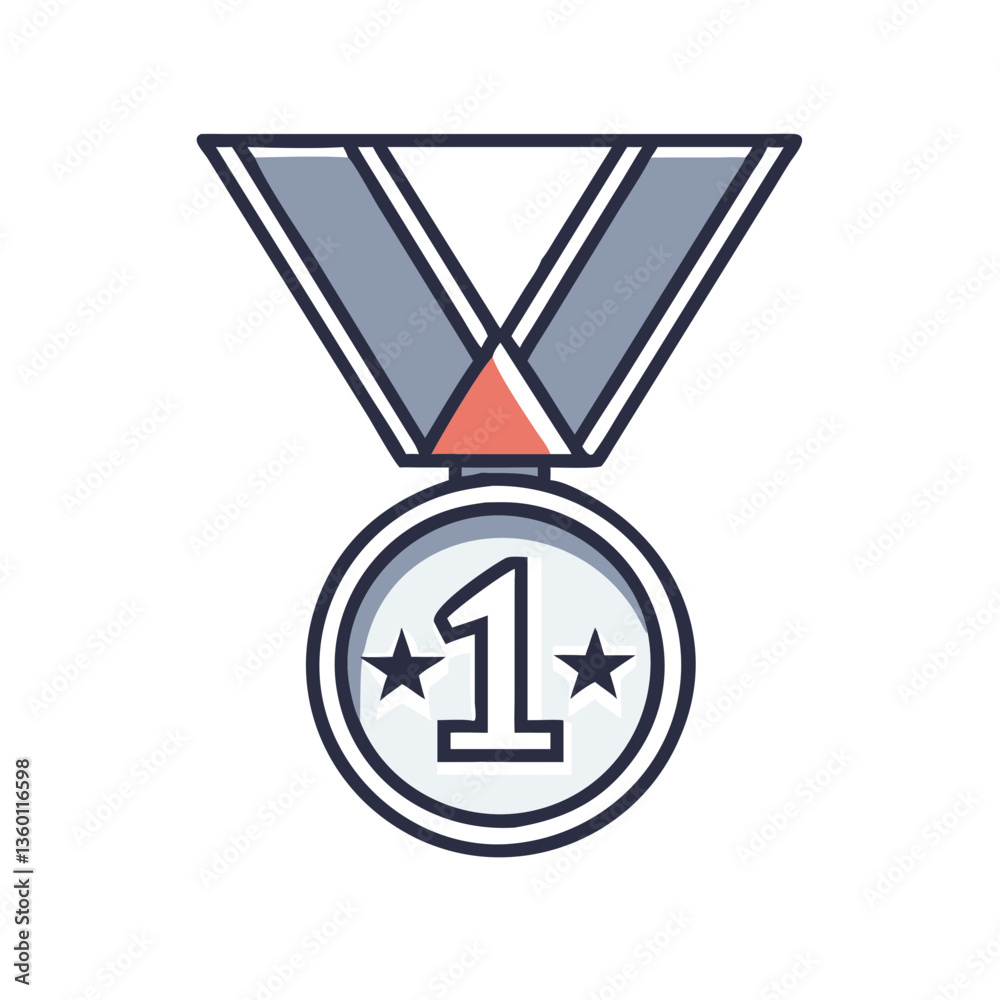 First place medal vector icon in flat style with neutral tones First place medal vector icon in flat style with neutral tones