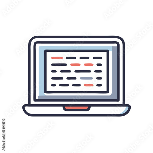 Laptop with code vector icon in flat style with muted colors
