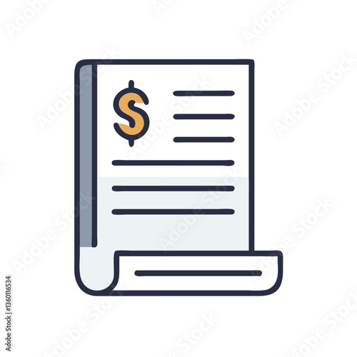 Invoice document vector icon in flat style with muted tones