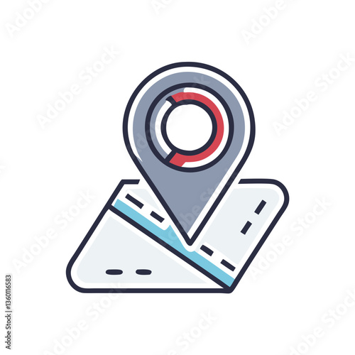 Location pin vector icon in flat style with neutral tones