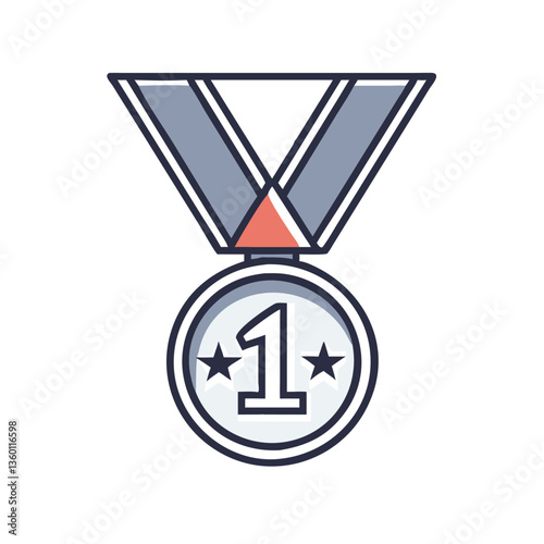 First place medal vector icon in flat style with neutral tones