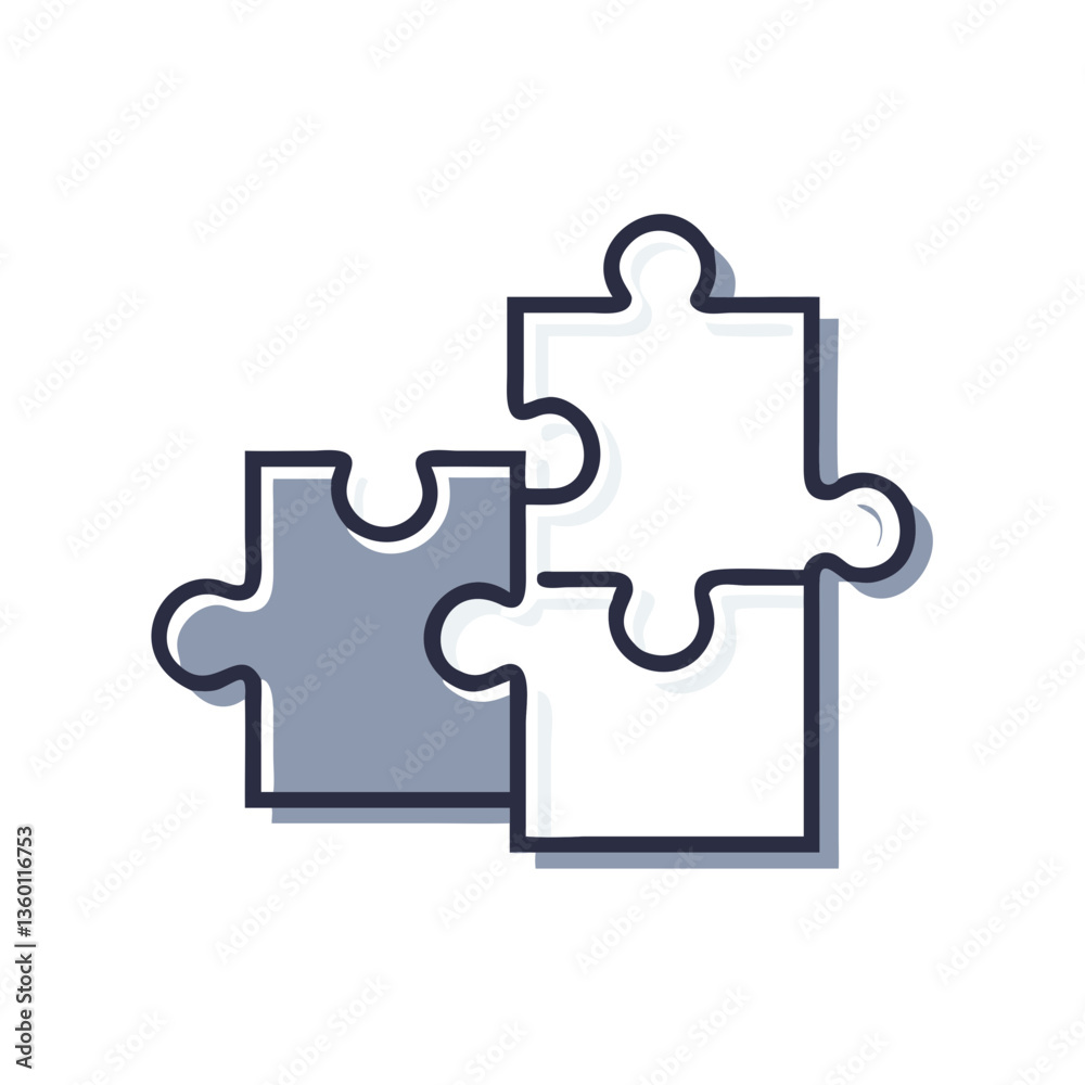 Three puzzle pieces vector icon in flat style Three puzzle pieces vector icon in flat style