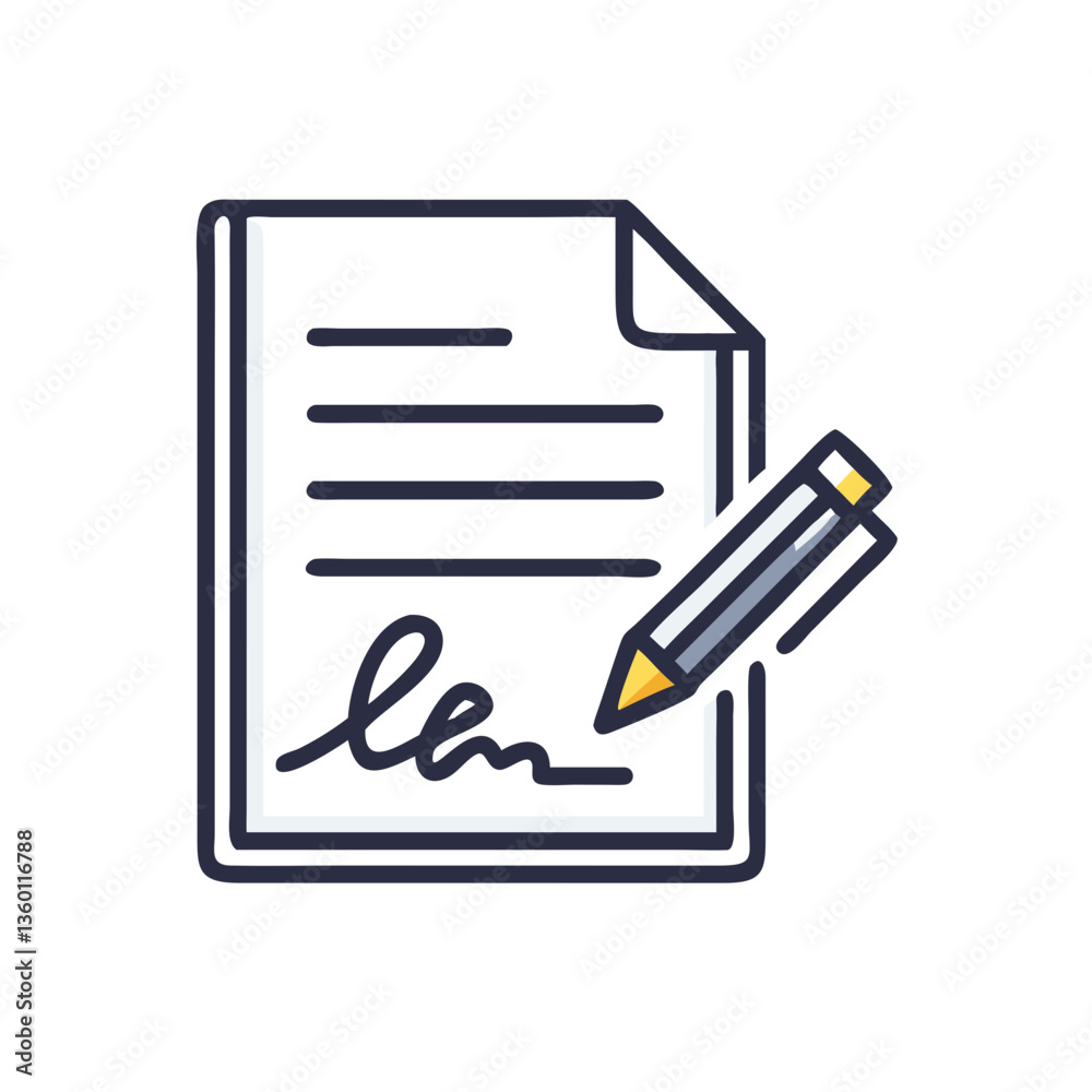 Signed contract vector icon in flat style with muted colors Signed contract vector icon in flat style with muted colors