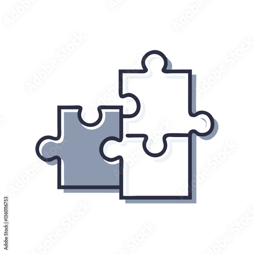 Three puzzle pieces vector icon in flat style