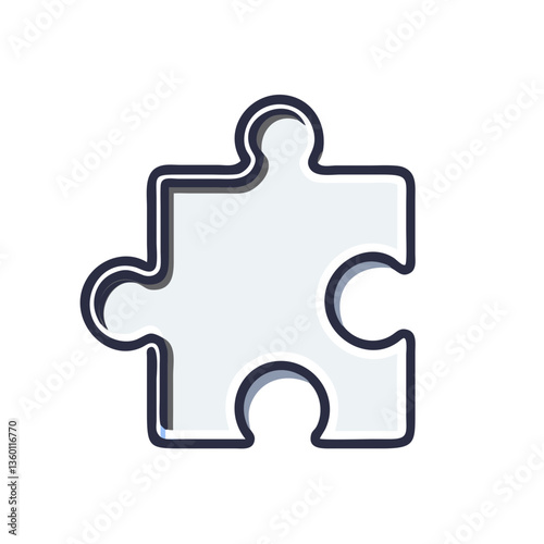 Single puzzle piece vector icon in flat style with neutral tones