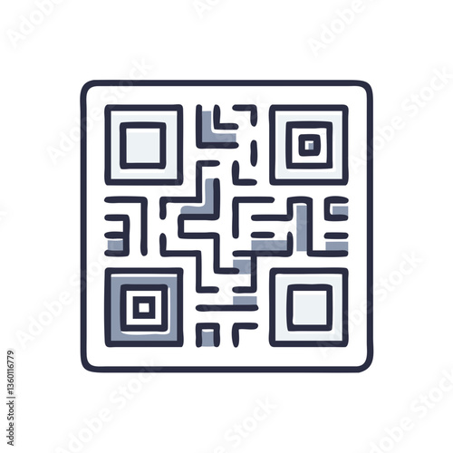 QR code vector icon in flat style with neutral tones