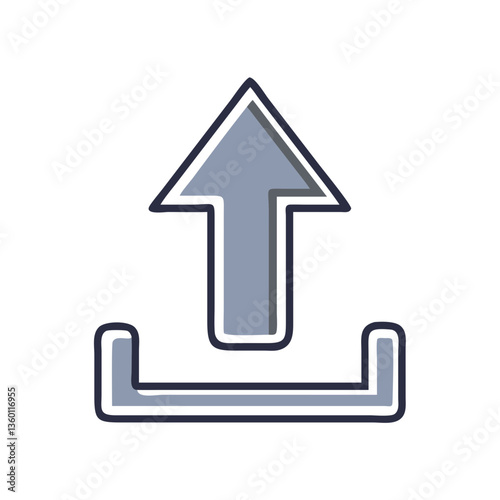 Upload arrow vector icon in flat style with neutral tones
