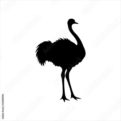 ostrich silhouette icon vector flat design.