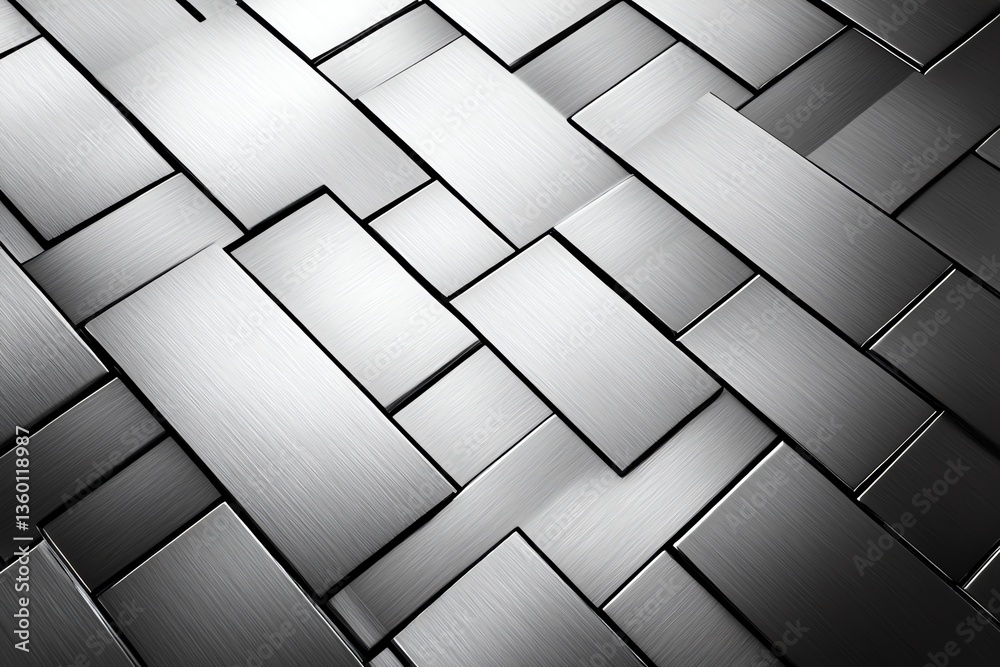 Fototapeta premium Abstract Metallic Rectangles Interlocking Design Background with Lighting Effects