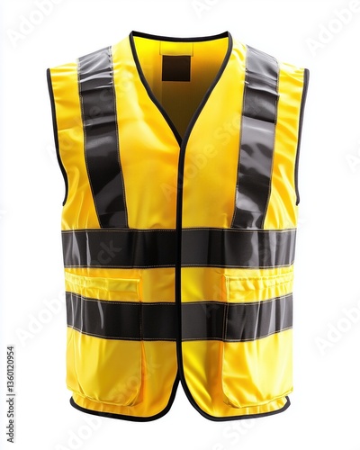 Close-up of a High Visibility Reflective Safety Vest Isolated on White Background photo