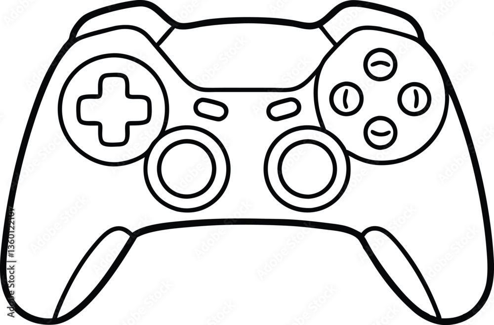 Gaming controller outline coloring book page, Video game controller line art vector Gaming controller outline coloring book page, Video game controller line art vector