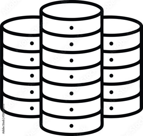 Database Server Storage Icon – Data Management Line Art