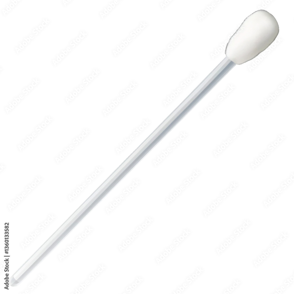 Sterile medical swab stick with soft cotton tip for laboratory testing, isolated on transparent background Sterile medical swab stick with soft cotton tip for laboratory testing, isolated on transparent background