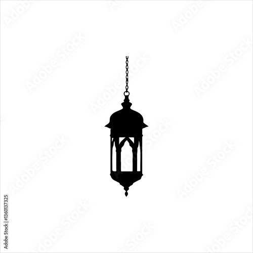 ramadan lantern silhouette icon vector flat design.
