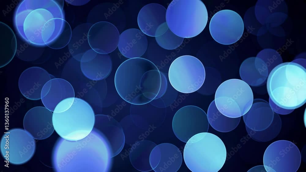 Vibrant blue bokeh lights dynamic movement background loop