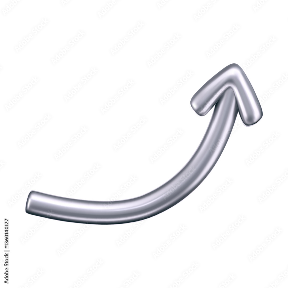 3D chrome doodle arrow in Y2K style, isolated on a dark background. Render of 3D chrome liquid curve and swirl arrow, rotating up, down, and right with a metal silver effect. 3D vector Y2K figure 3D chrome doodle arrow in Y2K style, isolated on a dark background. Render of 3D chrome liquid curve and swirl arrow, rotating up, down, and right with a metal silver effect. 3D vector Y2K figure