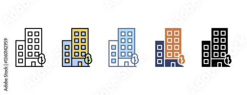School icon with multiple style