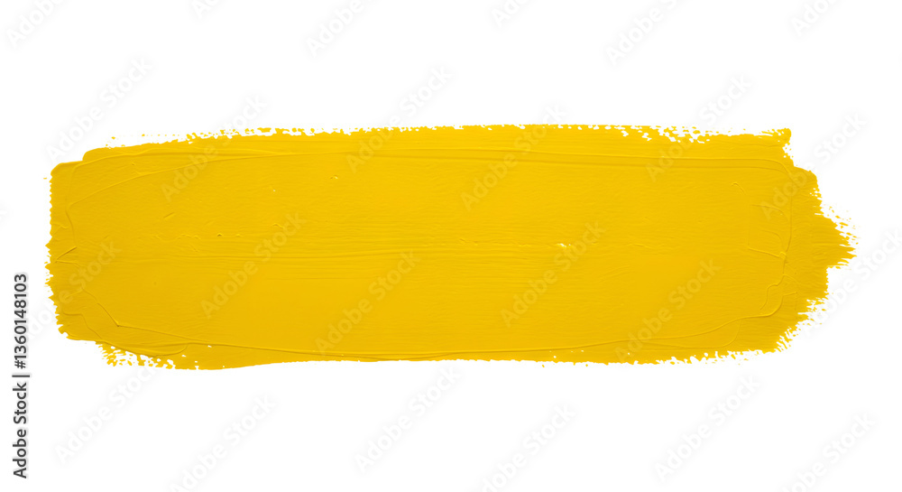 Obraz premium Horizontal yellow paintbrush stroke with rough texture – Artistic hand-painted look PNG