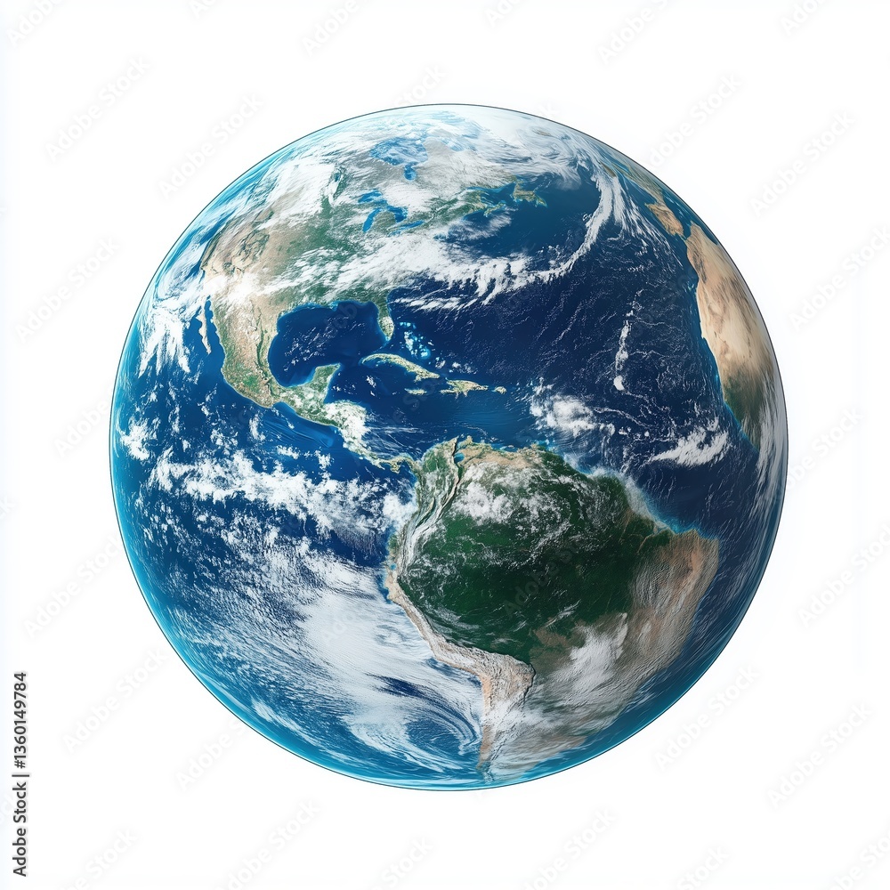 Earth globe with detailed continents and oceans, realistic rendering,isolated on white background. Earth globe with detailed continents and oceans, realistic rendering,isolated on white background.