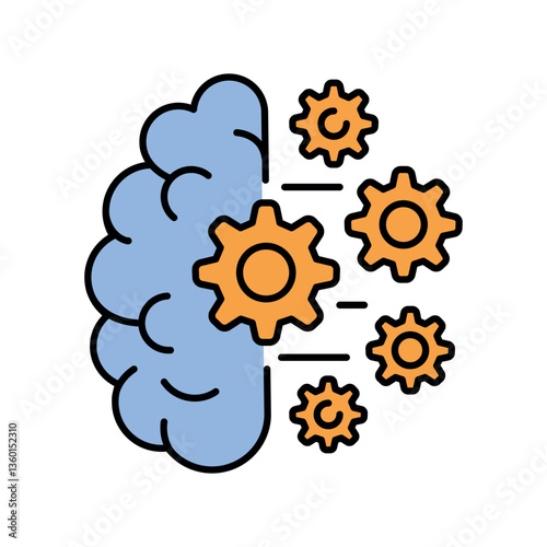 Machine Learning (ML) black line icon.