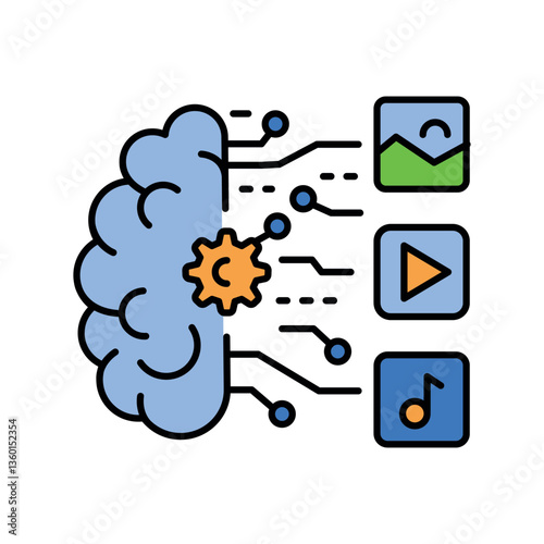 Generative AI black line icon.