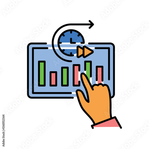 predictive analytics black line icon.