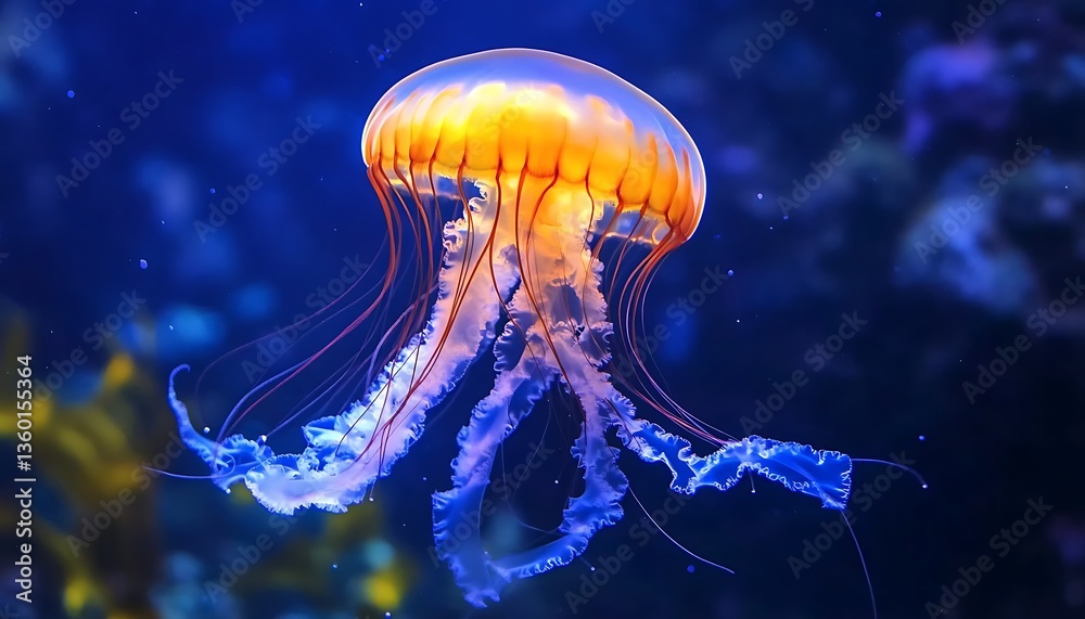 Naklejka premium Beautiful jellyfish in the sea. Jellyfish in the ocean.