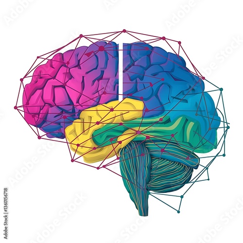 A Vibrant Depiction of Artificial Intelligence and Neural Networks in a Digital Age.