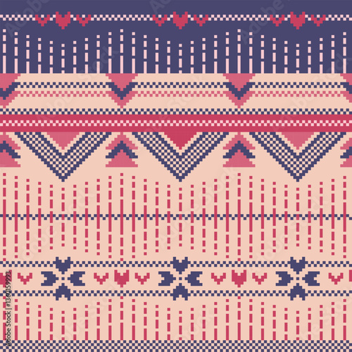 seamless knitted pattern, Cross
stitch embroidery
pattern, Vector
Illustration for Textile Print Design.