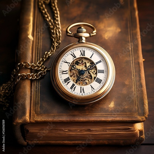 antique pocket watch on wooden background