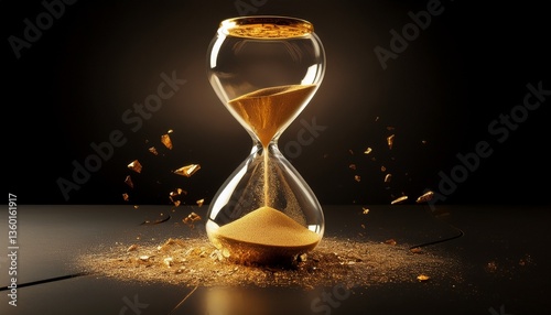 hourglass on black background