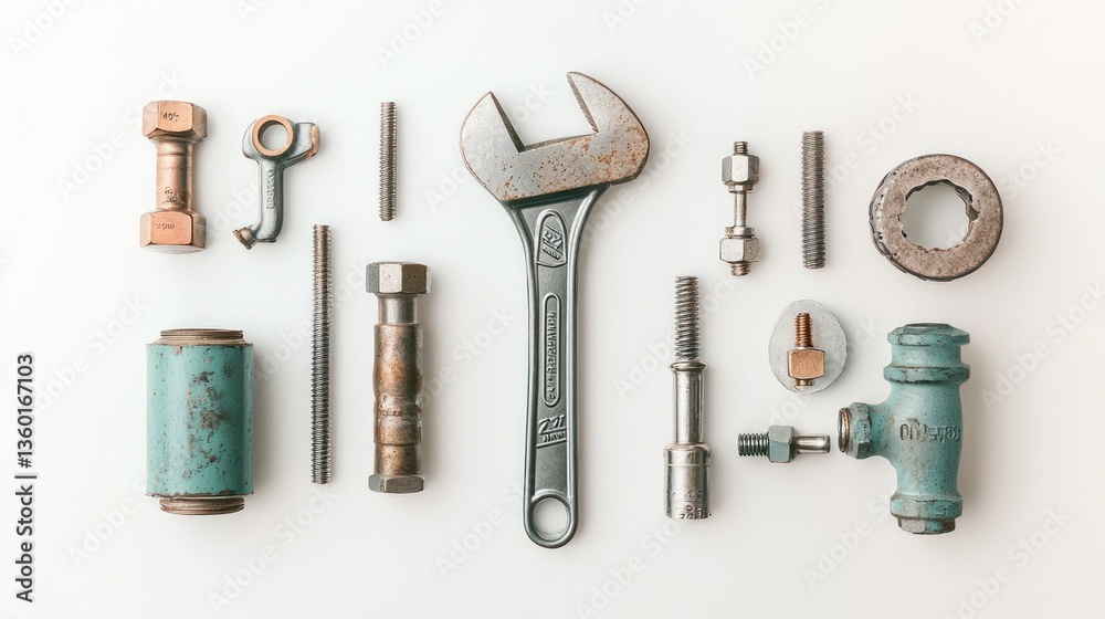 Fototapeta premium Assorted tools on white background