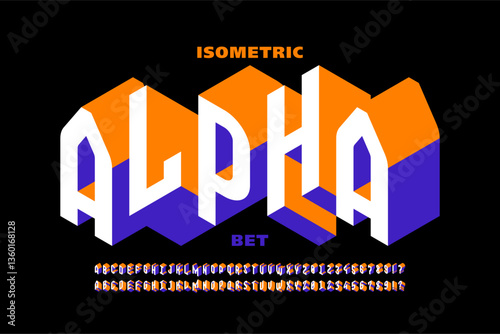 Obraz na płótnie Isometric ALPHAbet. Modern style isometric font, alphabet letters and numbers vector illustration w salonie