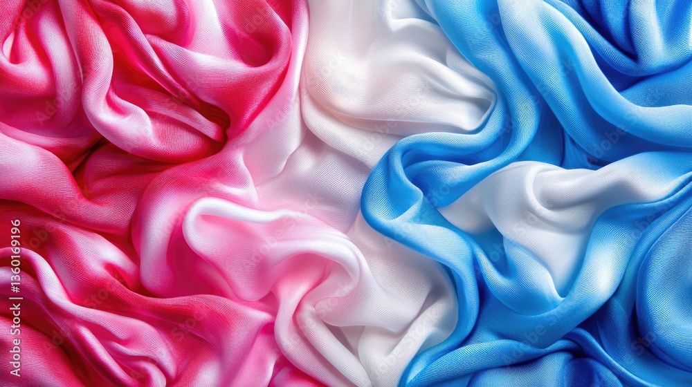 Obraz premium Abstract silk fabric folds in vibrant pink and blue. Colorful textile texture. Possible use Fashion design inspiration