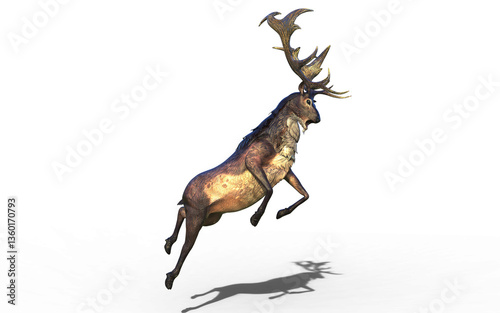 3d illustration of Majestic Leap of the Giant Deer