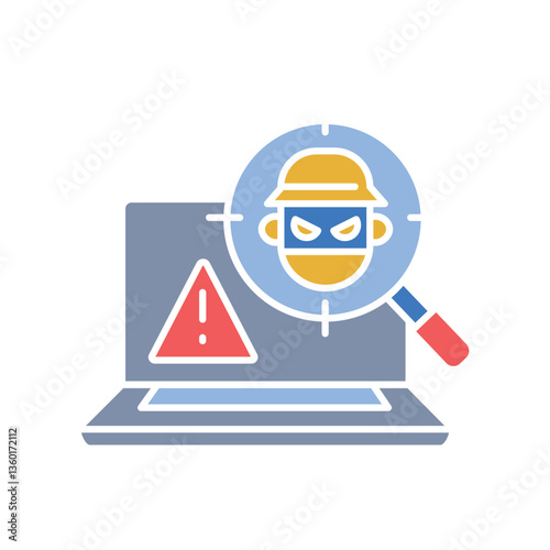 fraud detection black line icon.