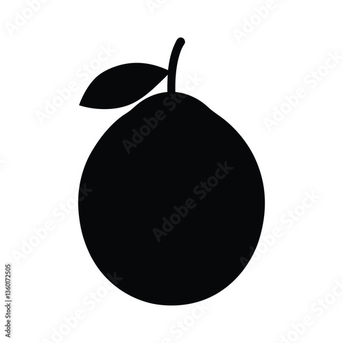 Black Vector illustration of a Sapodilla Fruit