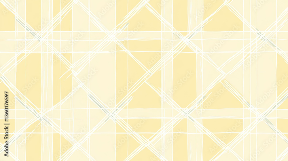 soft yellow and white plaid pattern with intersecting lines creates light, symmetrical, and geometric design. pastel tones evoke calm and neutral aesthetic, suitable for backgrounds or textiles soft yellow and white plaid pattern with intersecting lines creates light, symmetrical, and geometric design. pastel tones evoke calm and neutral aesthetic, suitable for backgrounds or textiles