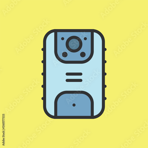 Body camera icon, video surveillance made flat color style, sign linear camera for use logo and other design