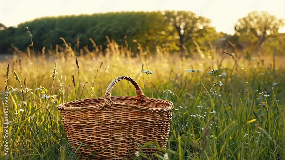 picnic basket on the grass picnic basket on the grass