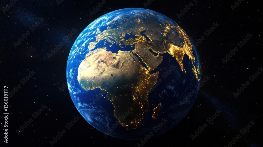 Fototapeta premium Earth from Space with City Lights